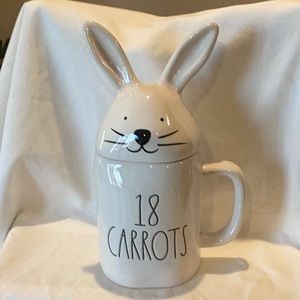 Rae Dunn 18 CARROTS mug with bunny head topper